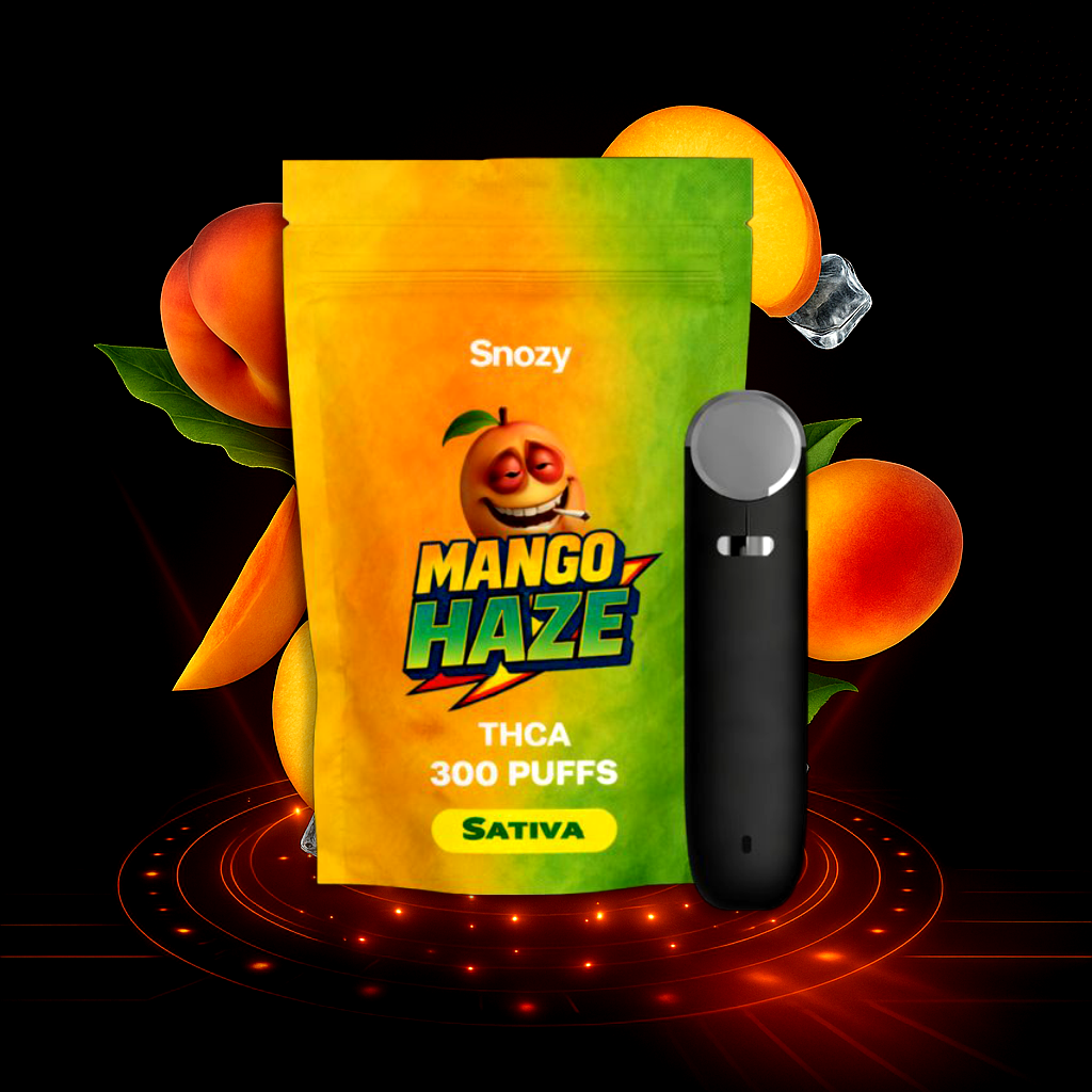 THCA vape Mango Haze Snozy – laglig THCA i Sverige, 300 puffar
